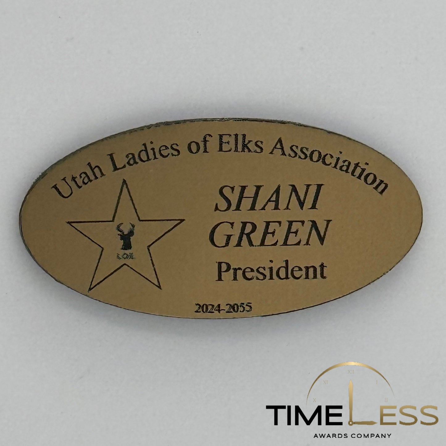 Gold/Black Oval Plastic Name Badge