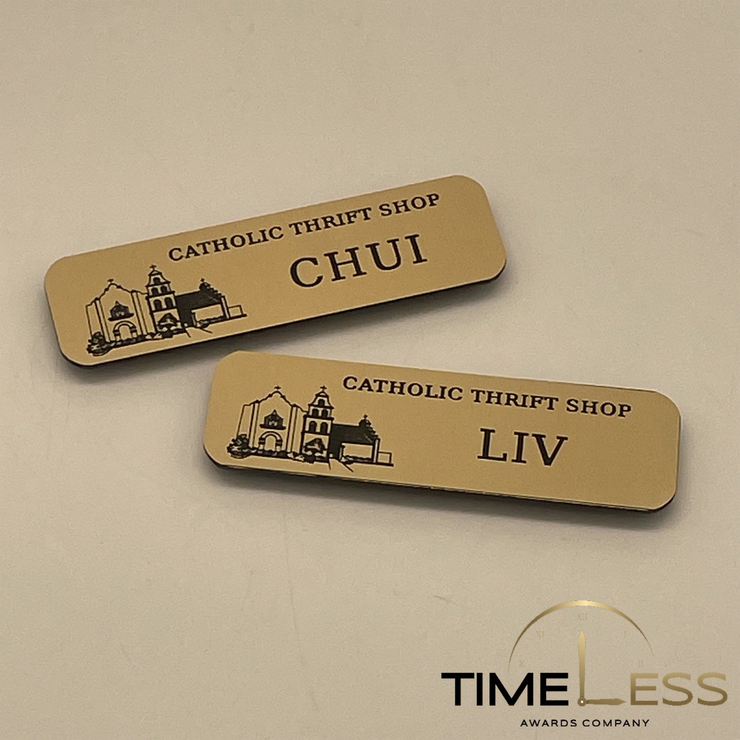 Brushed Gold (Black Engraving) Plastic Name Badge