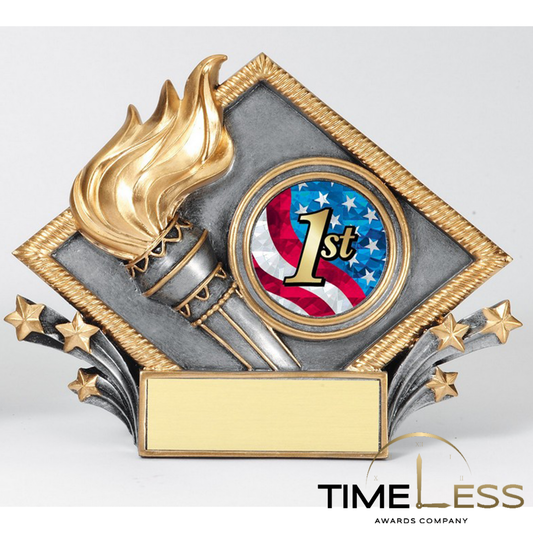 Diamond Resin Victory Flame Torch Plate - 2"